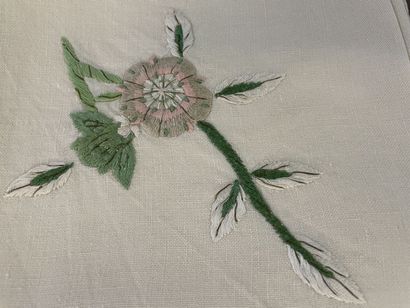 Grande nappe et douze serviettes en coton...