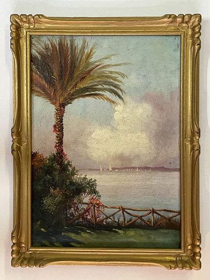 Ecole française XX°
Bord de mer, en Méditerrannée
Huile...