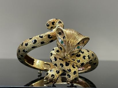 FRED : Bracelet rigide figurant une panthère...