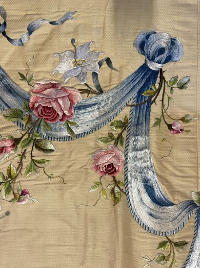 Embroidered drapery and garlands of roses...