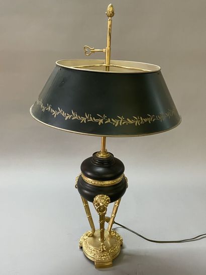 Lamp style hot water bottle, base in bronze...