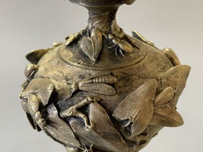 Pair of gilt bronze candelabras representing...