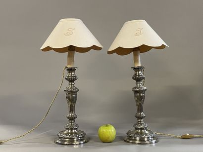 Pair of large candlesticks in silver plated...