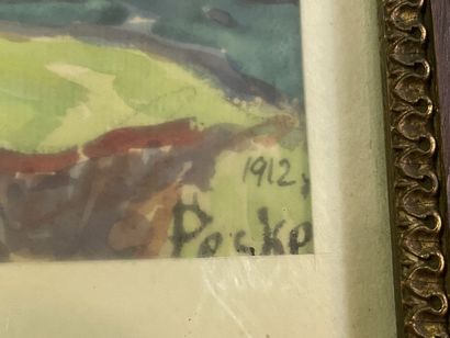 Jean PESKÉ (1870-1949)
Paysage du Sud.
Aquarelle.
30...