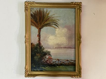 Ecole française XX°
Bord de mer, en Méditerrannée
Huile...