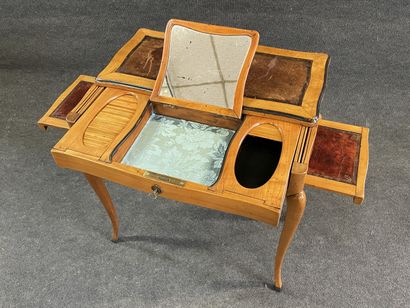 Writing table with transformation in fruitwood,...