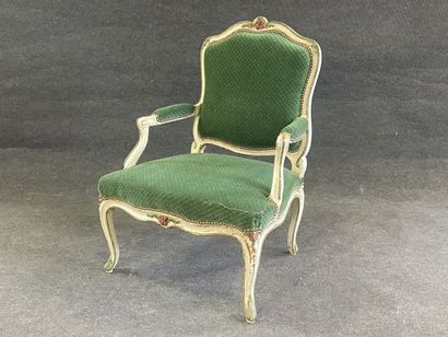 Carved and lacquered wood armchair, Queen...