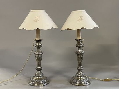 Pair of large candlesticks in silver plated...