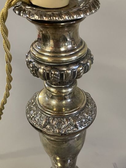 Pair of large candlesticks in silver plated...