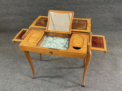Writing table with transformation in fruitwood,...