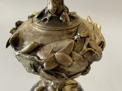 Pair of gilt bronze candelabras representing...