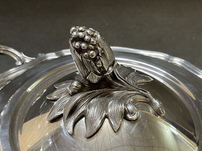 Légumier couvert en argent.
925°/00, poinçon...