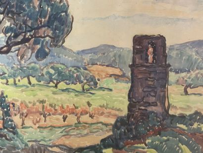 Jean PESKÉ (1870-1949)
Paysage du Sud.
Aquarelle.
30...