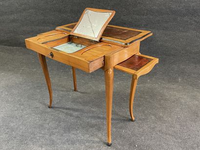 Writing table with transformation in fruitwood,...