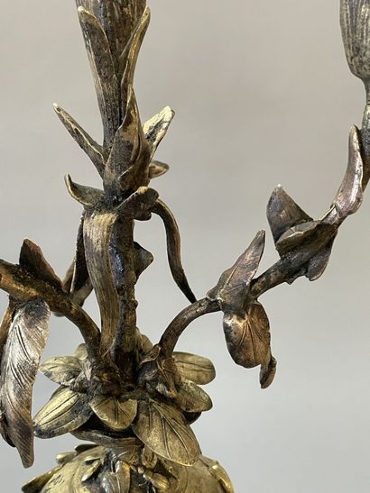Pair of gilt bronze candelabras representing...