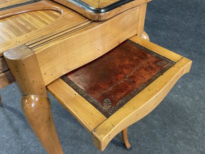 Writing table with transformation in fruitwood,...