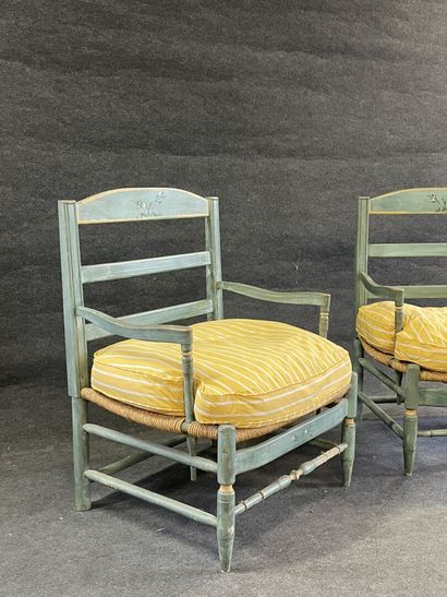 Pair of large Provencal armchairs in blue...