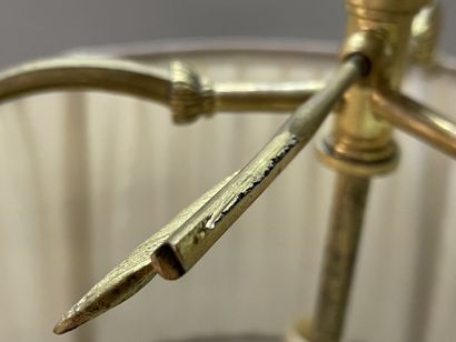 Lamp bouillotte in bronze with three lights,...
