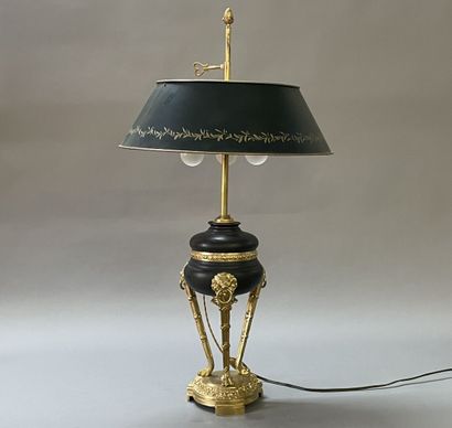 Lamp style hot water bottle, base in bronze...