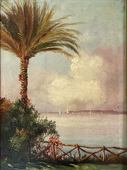 Ecole française XX°
Bord de mer, en Méditerrannée
Huile...
