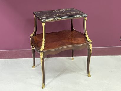 Tea table in frieze, marble top, underlined...