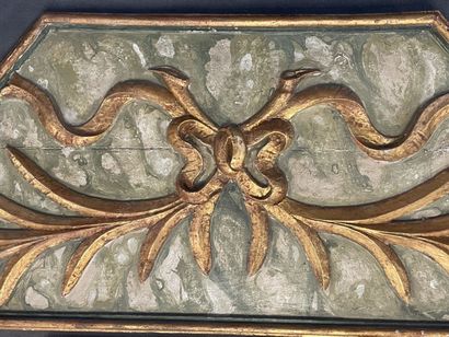 Pair of wood door tops carved with foliage,...