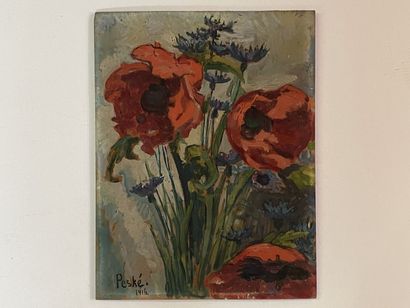 Jean PESKÉ (1870-1949)
Bouquet de coquelicots.
huile...