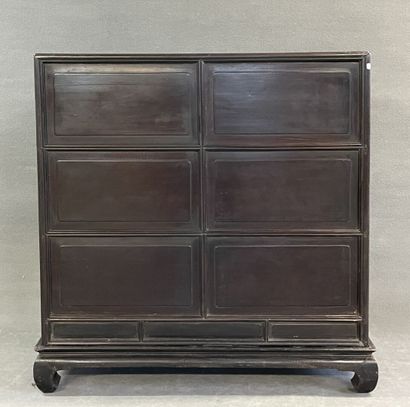 Cabinet en bois exotique à incrustations...