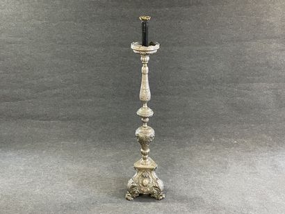 Large foot of candle stick mounted in silvered...