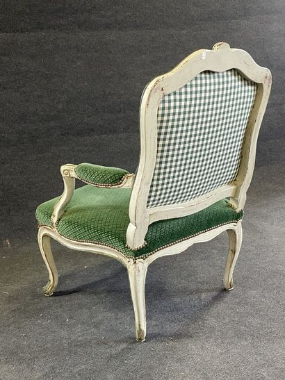 Carved and lacquered wood armchair, Queen...