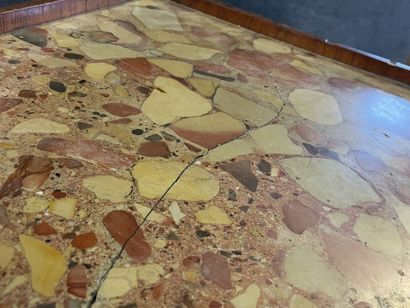 Table inlaid with flowers and frieze, top...