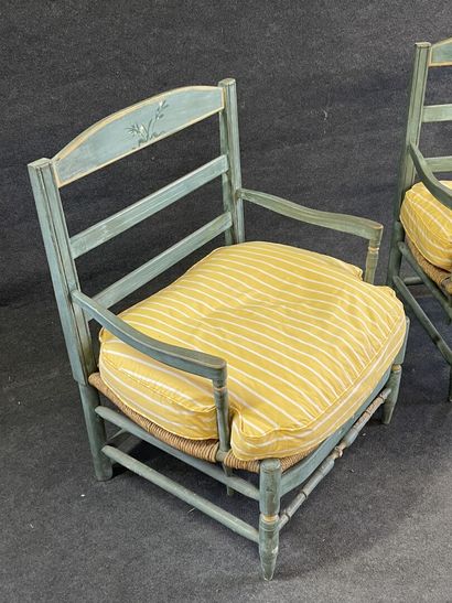 Pair of large Provencal armchairs in blue...