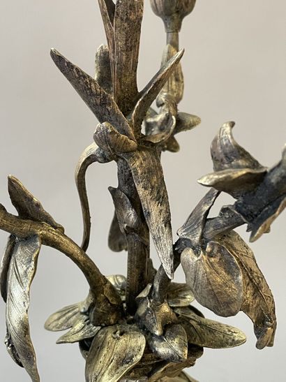 Pair of gilt bronze candelabras representing...