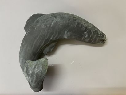 Bronze trout, antique patina, forming a fountain....