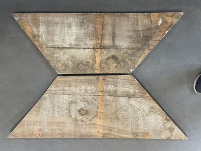 Pair of wood door tops carved with foliage,...