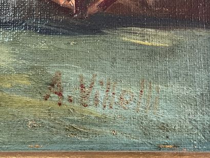 Ecole française XX°
Bord de mer, en Méditerrannée
Huile...