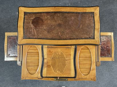 Writing table with transformation in fruitwood,...