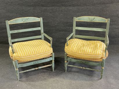 Pair of large Provencal armchairs in blue...