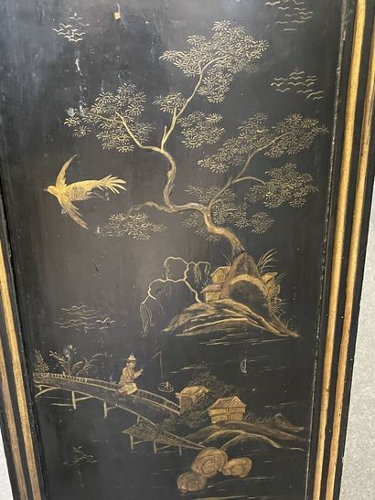 Straight secretary in lacquered wood in Asian...