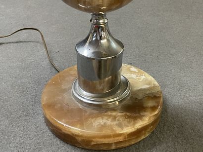 Marble and silver plated metal lamp base,...
