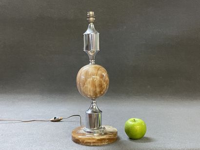 Marble and silver plated metal lamp base,...