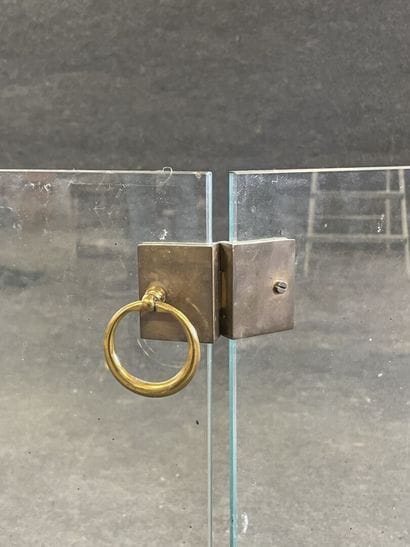 Glass and brass mantelpiece 
1970's.
60 x...