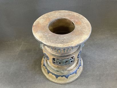 Large ceramic basin of round form, resting...