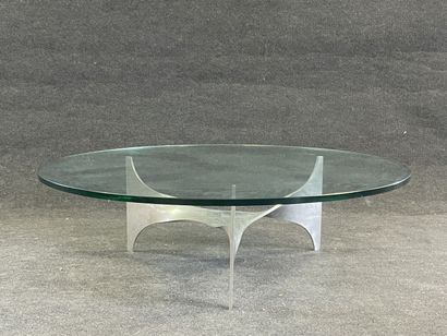 Metal and glass coffee table, model inspired...