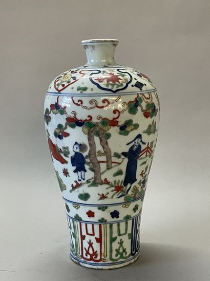 Chinese porcelain meiping vase with polychrome...