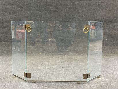 Glass and brass mantelpiece 
1970's.
60 x...