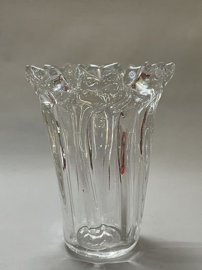 SCHNEIDER
Grand vase en cristal bullé, col...
