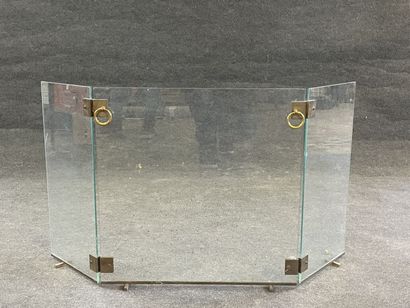 Glass and brass mantelpiece 
1970's.
60 x...