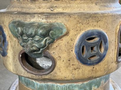 Large ceramic basin of round form, resting...