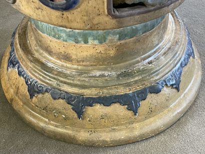 Large ceramic basin of round form, resting...